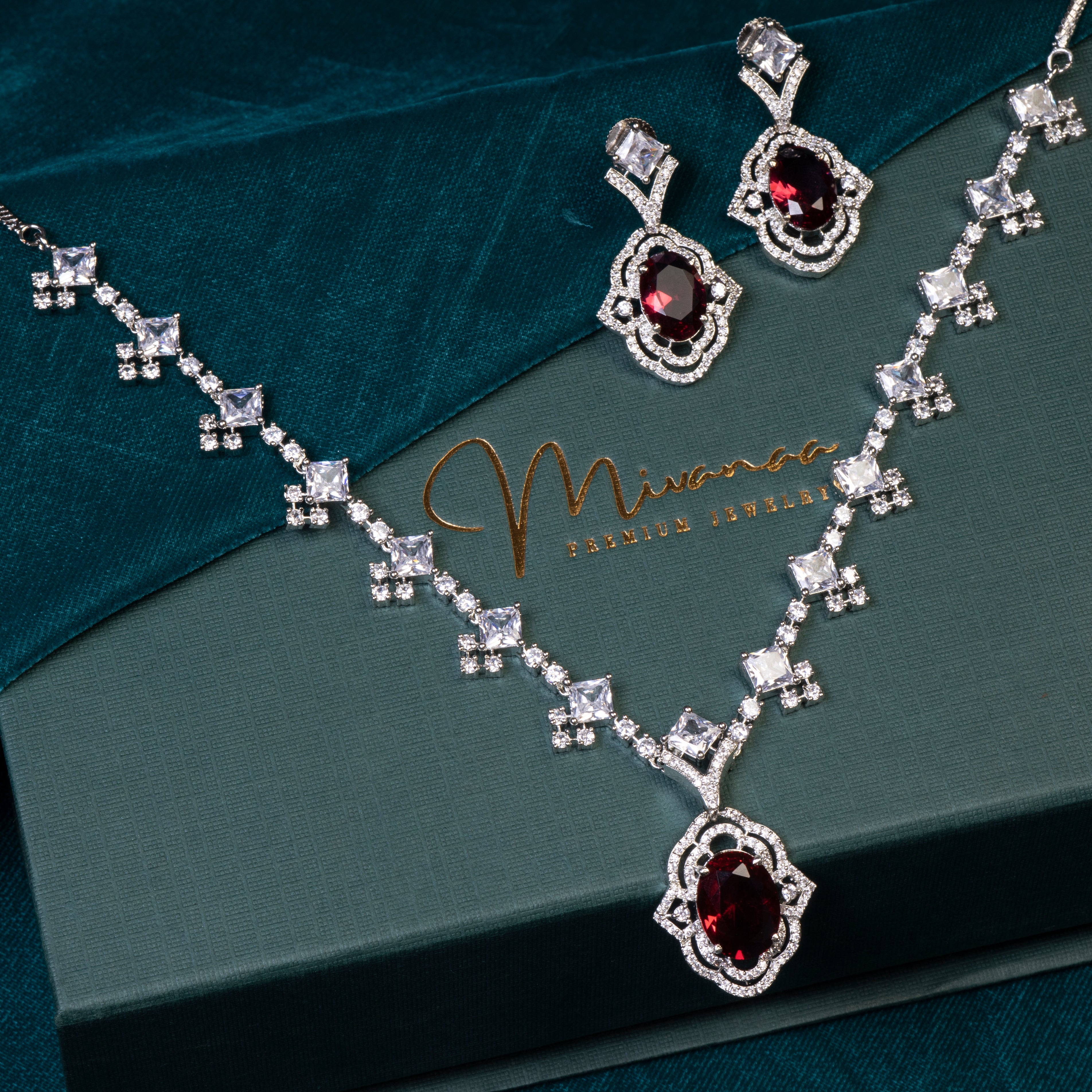 Ruby Red Radiance – Elegance in Every Detail-Mivanaa